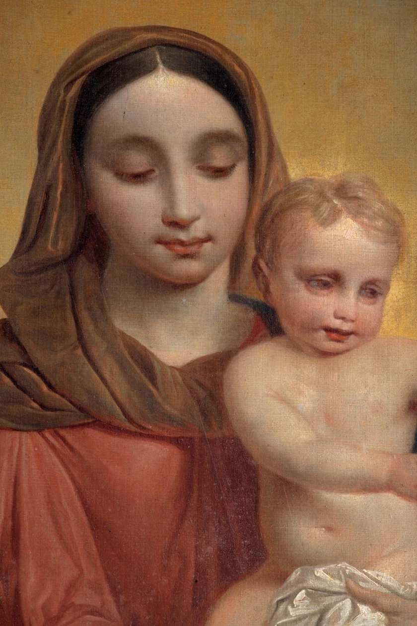 Pierre Van Hanselaere - Nostra Signora con Bambino con Rosario, pala d'altare sull'altare principale, dettaglio